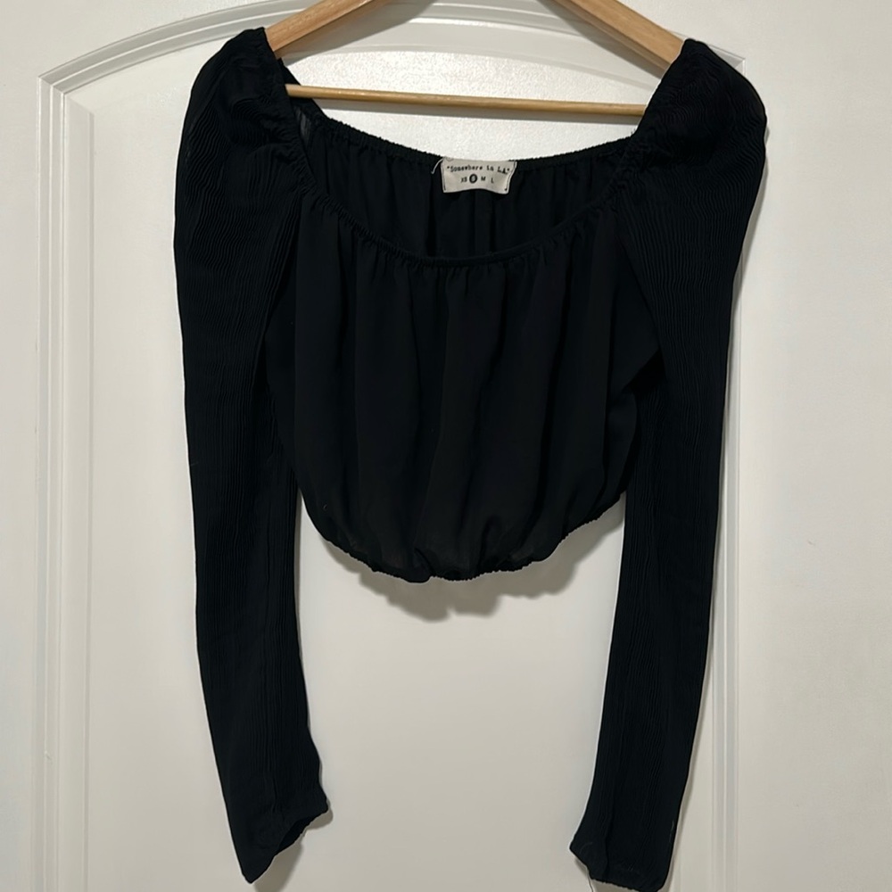 Black long sleeves mesh shirt